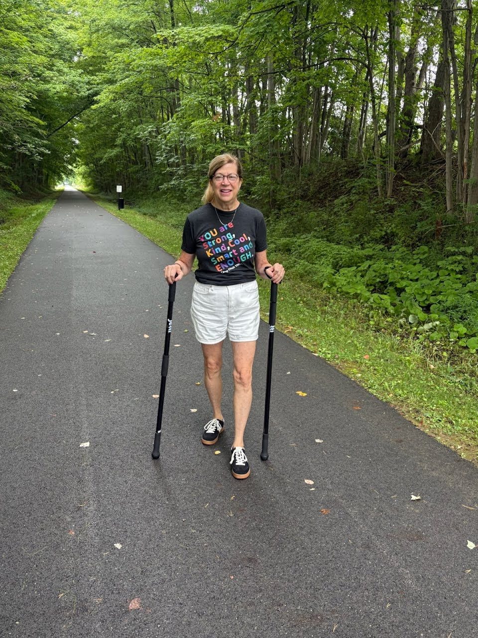 Walking the Mill Creek MetroParks bikeway with Jetti fitness poles